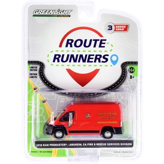 Greenlight 1/64 Route Runners Series 3 - 2018 Ram Promaster - Anaheim, Ca Fire &amp; Rescue Servicews Division 53030