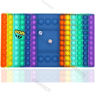 ของเล่นเด็ก เกม Pop It Fidget ซิลิโคน สีรุ้ง ขนาดใหญ่ ของเล่นบรรเทาความเครียด