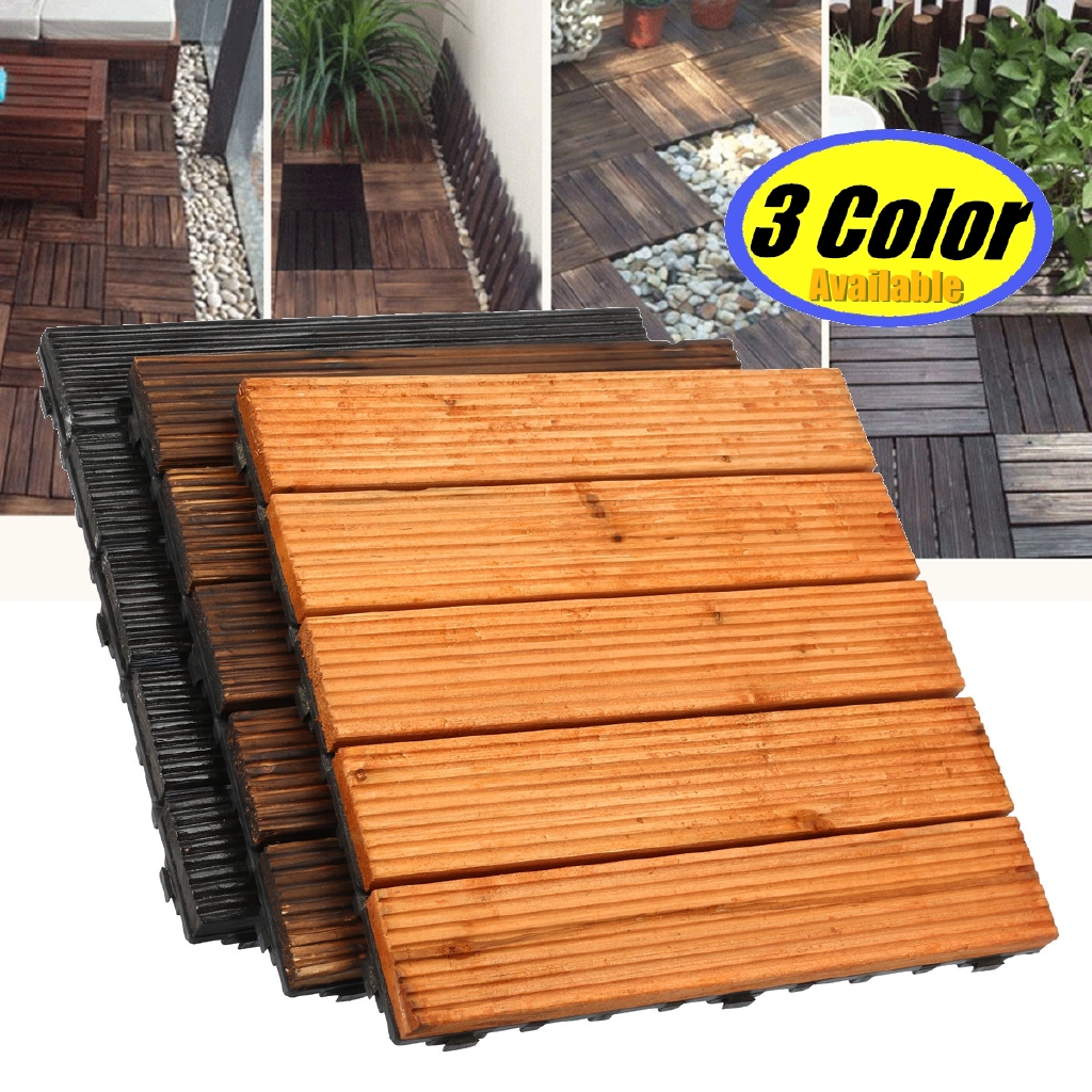 30x30cm Diy Wood Patio Interlocking Flooring Decking Tiles Indoor