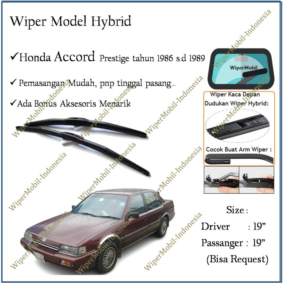 ที่ปัดน้ําฝน HYBRID สําหรับ Honda Accord Prestige 1986 1987 1988 1989