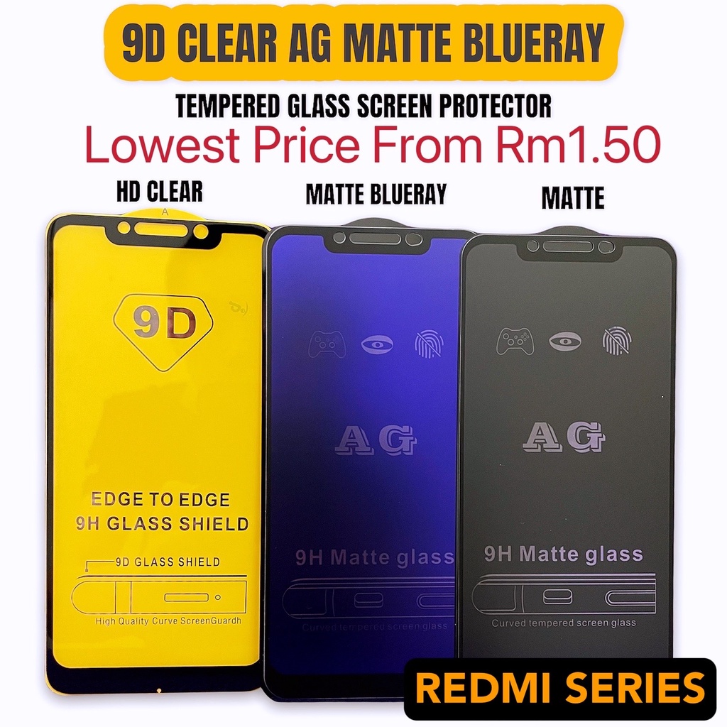Redmi 12 12C A1 A3 A2 + 10 10C 10A 6 6A 7 7A 8 8A 9 9A 9C 9T 9D Clear Full Screen Matte Anti Blue Li
