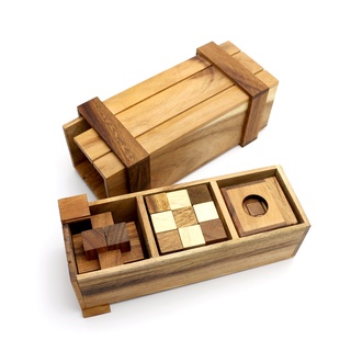 ชุดเกมไม้ The Pandora Box 4 Puzzles ของเล่นไม้ฝึกสมอง ของเล่นไม้เสริมพัฒนาการ interlocking puzzle wooden game for adult