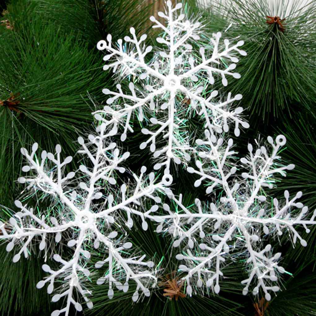 30PCS White Snowflake Christmas Ornaments Holiday Festival Party Home Decor Decoration Navidad New Year Gift Random Size #5