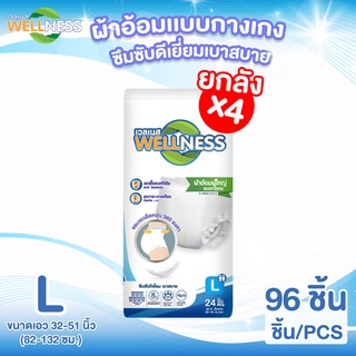 Wellness ผ้าอ้อมผู้ใหญ่แบบกางเกง บางกระชับ ป้องกันรั่วซึม ไซส์ M/L ยกลังใหญ่