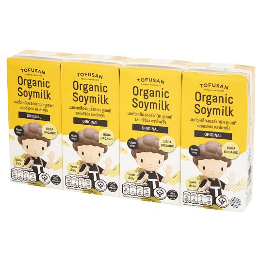🚚💨พร้อมส่ง!! โทฟุซัง น้ำนมถั่วเหลืองออร์แกนิค ยูเอชที รสออริจินัล 180มล. x 4 กล่อง Tofuzan Organic UHT Soy Milk Original