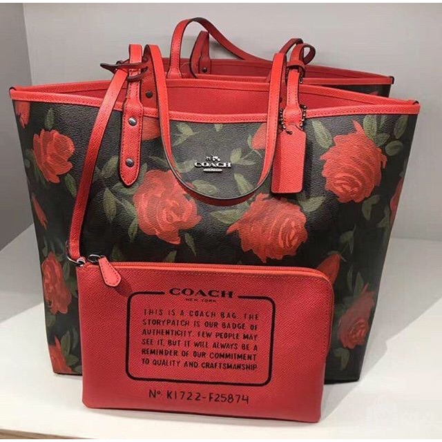 Coach tote กลับด้านลายดอกกุหลาบ