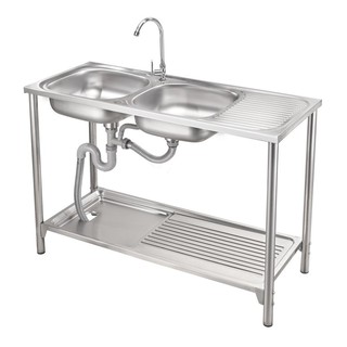 Sink stand KITCHEN SINK WITH STAND MESTER PSX120 2B1D STAINLESS STEEL Sink device Kitchen equipment อ่างล้างจานขาตั้ง ซิ