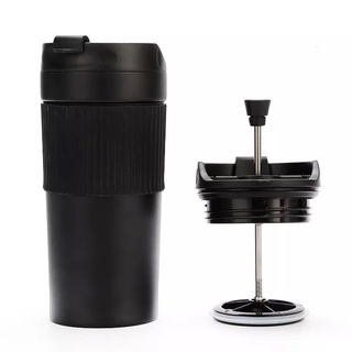 เครื่องชงกาแฟแบบ French Press เฟรนซ์เพรส สแตนเลส เดินทาง สีดำ Travel stainless coffee press French press 450 ml Black