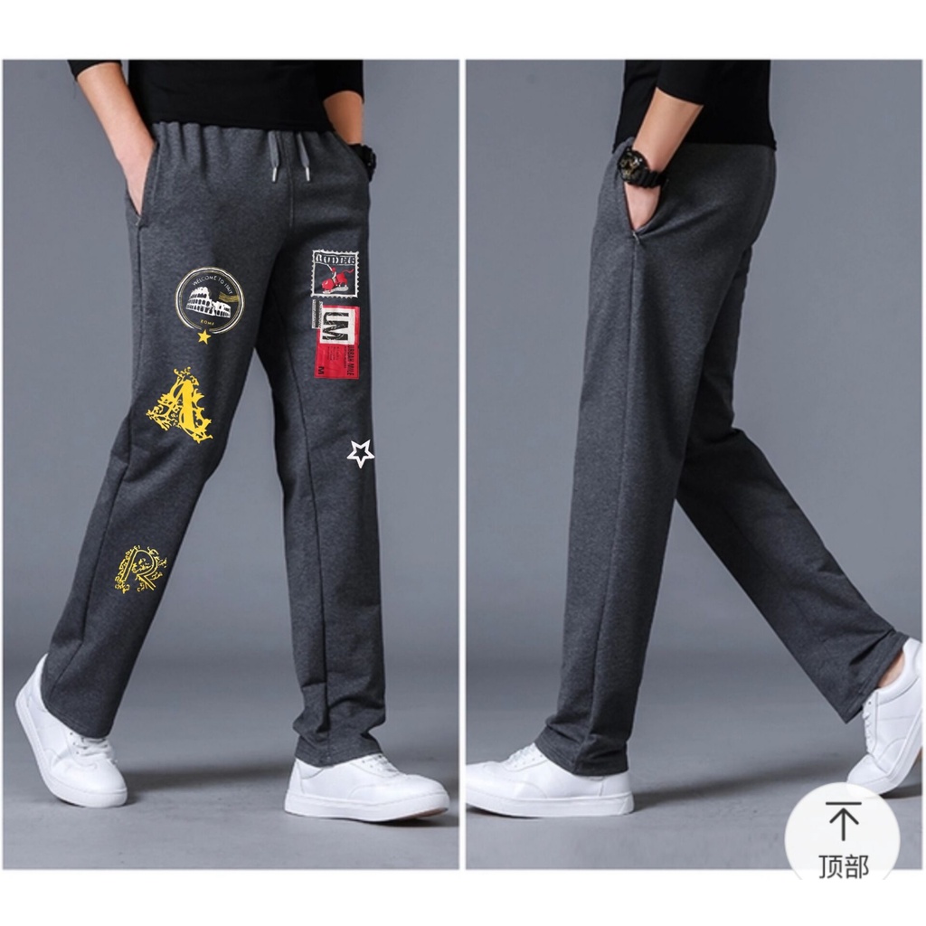 #กางเกงขายาวผู้ชายแฟชั่น”ราคาพิเศษ”ขาปล่อยผ้ายืดตัวใหญ่ดีใส่เทียวใส่ออกกำลังกายใด้มี4ไชส์(เอว25-46ใส่ได้)สกรีนคมชัด243