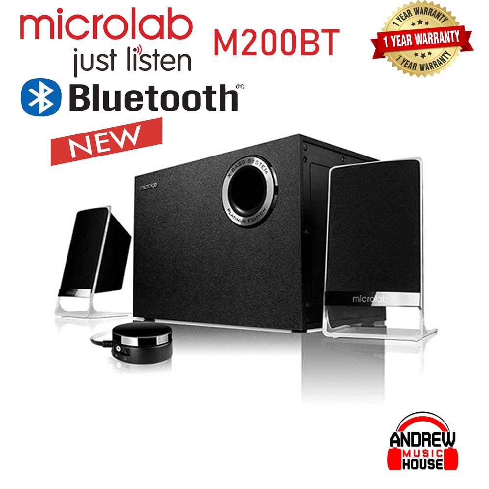 Microlab ลำโพง รุ่น M200BT Platinum (สีดำ)ลำโพงซับระบบ 2.1 มีบลูทูธในตัว ประกันศูนย์ 1 ปี
