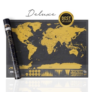 [ส่งฟรี] World Scratch Map Deluxe แผนที่โลกขูดได้ แถม! ปากกาขูดต