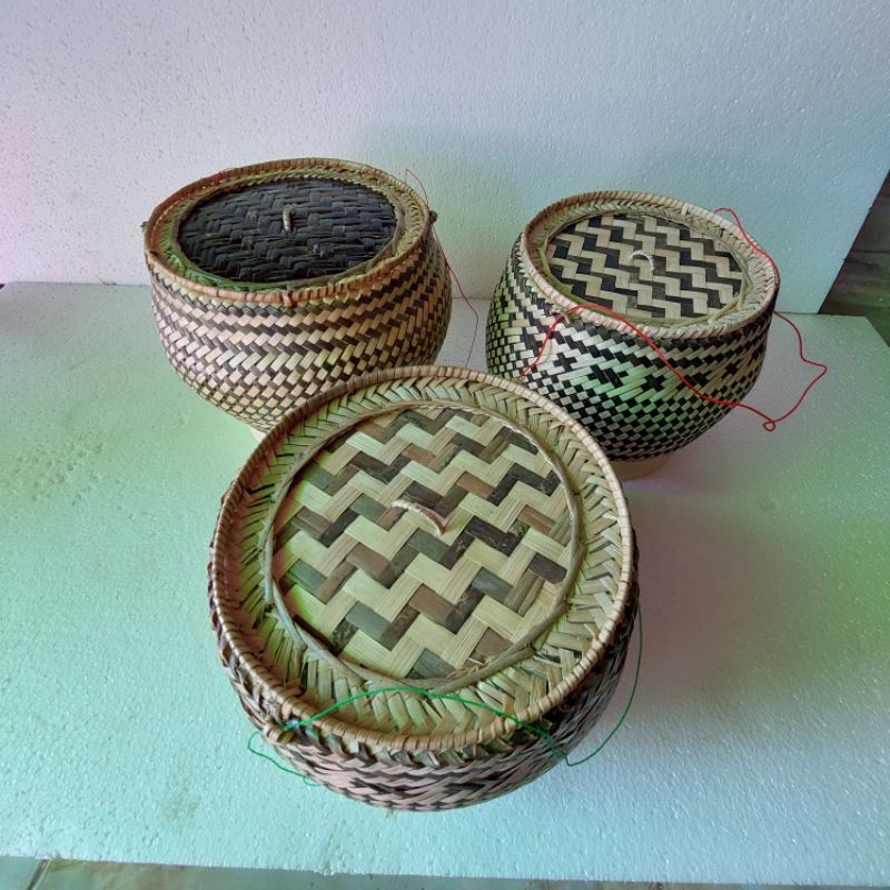 กระติบข้าวทรงฟักทอง ลายดำ กระติบข้าวเหนียว ราคาถูก ติ๊บข้าว 4 นิ้ว 6 นิ้ว 7 นิ้ว 8 นิ้ว ที่ใส่ข้าวเหนียว ไม้ไผ่สาน มีCOD - รูปที่ 3