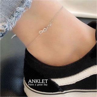 s925 Anklet 8 สร้อยข้อเท้าเงินแท้ อินฟินิตี้ สวยน่ารัก เรียบง่าย ใส่สบาย เป็นมิตรกับผิว