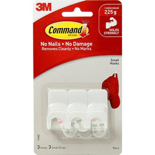 [พร้อมส่ง] COMMAND คอมมานด์™ ตะขอเบสิคทรงกลม 17402ANZ, ขนาดเล็ก, ตะขอ 3 ชิ้น เทป 3 ชิ้น