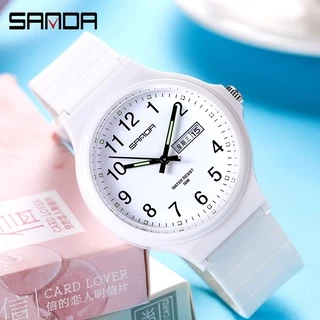 Sanda นาฬิกาข้อมือควอทซ์ อิเล็กทรอนิกส์ กันน้ํา แสดงปฏิทิน สัปดาห์ แนวเรียบง่าย แฟชั่นสําหรับผู้หญิง 6060-2