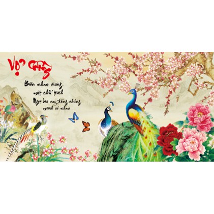DIAMOND PAINTING Peacock Couple Peach Branch ABC LV168