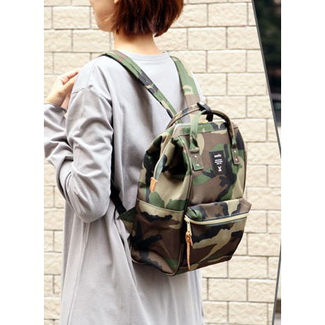 ส่งฟรี *แท้ 100%* เป้ Anello Polyester Canvas Mini Backpack ~ สี Camo