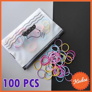 KUDOSTH 100 PCS ยางมัดผมเกาหลี ที่รัดผม เครื่องประดับรัดผม สไตล์เกาหลีน่ารักๆ ขนาด 3 ซม.