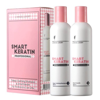 LANGEL LUXURY SMART KERATIN PROFESSIONAL แอลแองเจล **ลัคซ์ชูรีย์** สมาร์ท เคราติน โปรเฟสชั่นนอล แชมพูและทรีทเม้นท์เคราติน (กล่องชมพู) ช่วยให้เส้นผม เรียบตรง ลดการชี้ฟู เส้นผมนุ่ม เงางาม มีน้ำหนัก