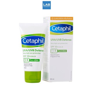 Cetaphil UVA/UVB Defense cream SPF50+/UVA28  50 ml. - ครีมกันแดดสำหรับผิวหน้าและผิวกาย