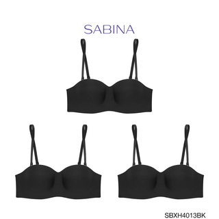 Sabina ซาบีน่า เสื้อชั้นใน (Set 3 ชิ้น) มีโครง BODY BRA THE SERIES (เกาะอก) รุ่น Soft Doomm รหัส SBXH4013BK สีดำ