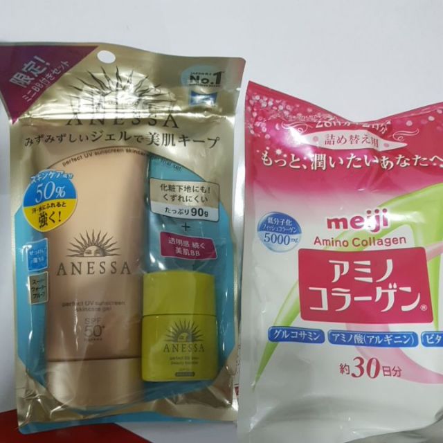 Amino collagen meiji และ ครีมกันแดด anessa ขวดใหญ่ 90 ml