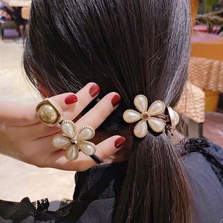 ยางรัดผมมุกดอกไม้ มุกกลม สวยหรู ดูดี พร้อมส่ง@ร้านไทย@