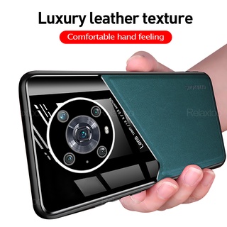 Leather Texture Car Magnetic Holder Back Cover TPU Soft Frame Shockproof Case for huawei honor X30 X30i magic4 pro magic 4 Lite 5G Play 4T Pro