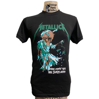 Metallica 1980s เสื้อยืดวินเทจ เสื้อวง วงร็อค เสื้อโอเวอร์ปริ้นส์ สไตล์วินเทจ AcDc เสื้อยืดผู้ชาย