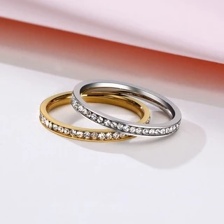 Vnox 18K Gold Wedding Band แหวนหมั้น Cubic Zirconia