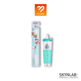 ราคา(แปรง+ยาสีฟัน) Skynlab Premium Slim Soft Toothbrush สกินแล็บ แปรงสีฟัน พรีเมี่ยม สลิมซอฟท์ บลู ทรี ปลายเรียวแหลม