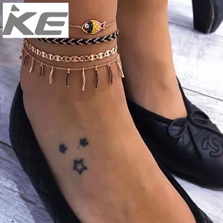 Korean version of temperament foot accessories Color drop small fish anklet Summer braided bla