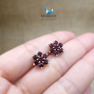 Madduckjewels ต่างหูเงินแท้ ต่างหูพลอยแท้ โกเมน (Garnet) ชุบโรเดียม ER2107