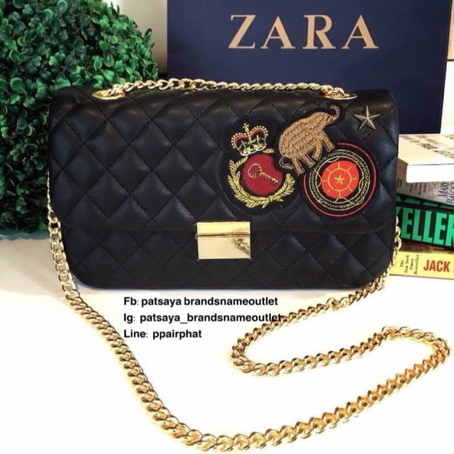 Don't Miss! Zara Quilted Patches Cross Body Bag แท้💯กระเป๋าสะพายหนังแกะสังเคราะห์หนังนิ่มลายตารางสวยหรูสไตล์ Chanel