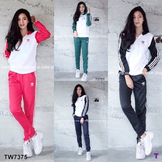 (7375) Set 2 ชิ้น เสื้อแจ็คเก็ต มีฮู้ด + กางเกงขายาว