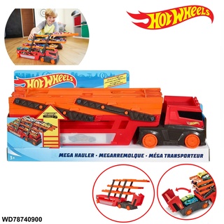 ็HOT WHEELS MEGA HAULER  WITH STORAGE FOR UP 50 รถบรรทุก ฮอตวิล จุรถได้50คัน สามารถเชื่อมต่อกับรางได้ GHR480899