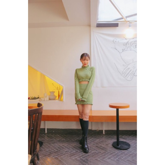 Flat2112 | Toffy Knitted Top & Skirt สีเขียว Size M ( Size S ใส่ได้) งานดีมาก