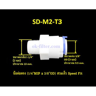 ข้อต่อตรง (1/4MIP x 3/8OD) สวมเร็ว Speed Fit