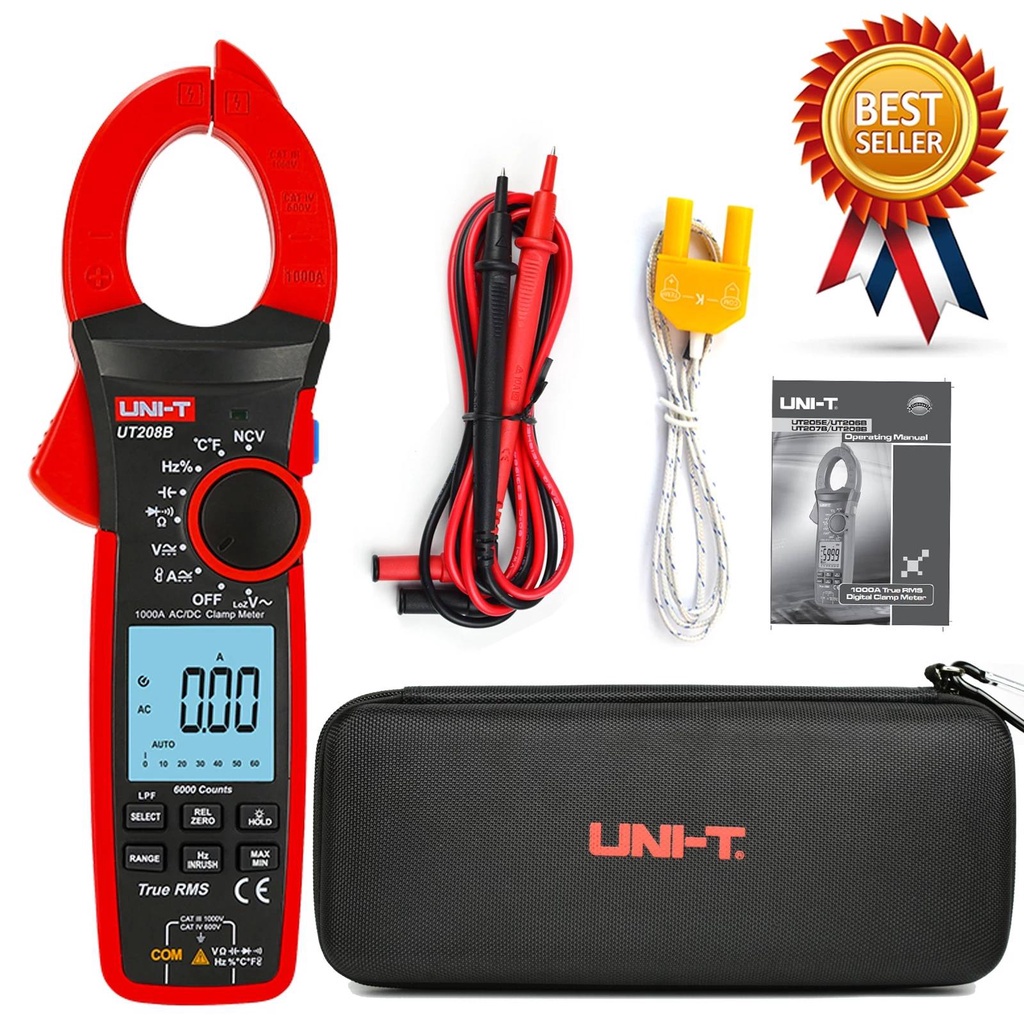 Uni-t True RMS แคลมป์มิเตอร์ดิจิทัล AC DC 1000A 1000V UT207B UT208B LPF 6000 สําหรับไฟฉาย