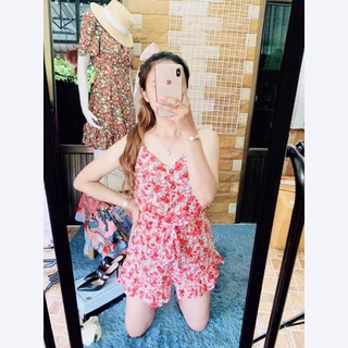 จั๊มสูทขาสั้น Romwe ลายดอก🍀