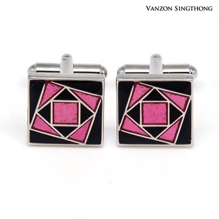 (เก็บโค้ดส่วนลดหน้าร้านลด50฿) Vanzon Singthong คัฟลิ้งค์ Maze Rhodium Cufflinks CL50009