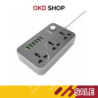 LDNIO SC3604 Power Strip With 3 AC Sockets + 6 USB Ports - Black / US Plug.