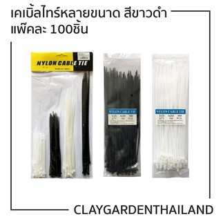 เคเบิ้ลไทร์หลายขนาด สีขาวดำ แพ๊คละ 100ชิ้น