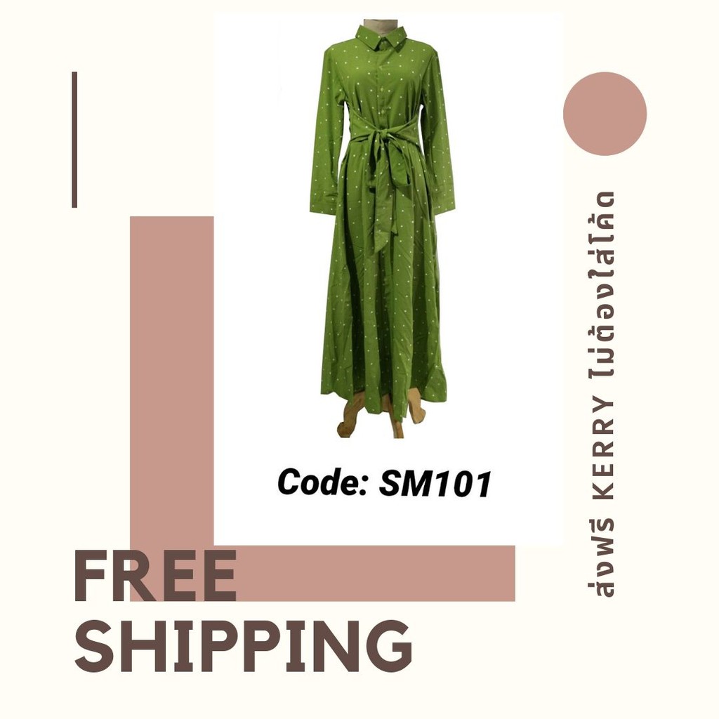 VILA.OFFICIAL - ส่งฟรีเคอรี่ Long dress polka dot Code: SM101