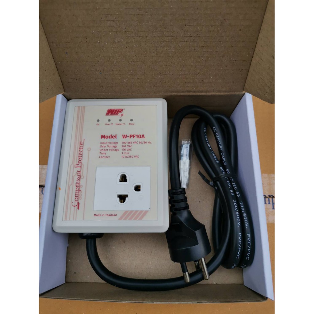 เครี่องป้องกันไฟกระชากไฟตก ป้องกันไฟตก ไฟเกิน COMPRESSOR PROTECTOR "WIP" W-PF10A 10A