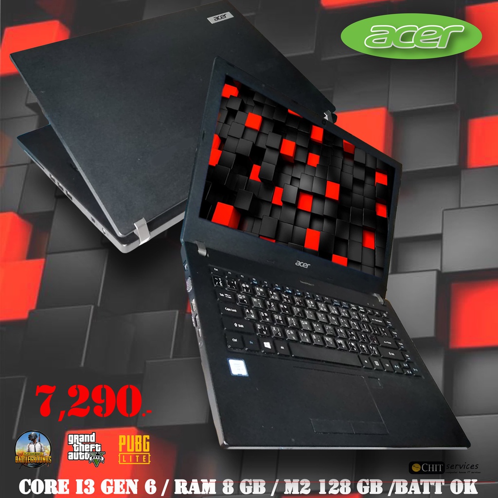โน๊ตบุ๊ค ACER Travalmate 449 สเปคแรง core i3gen 6 ram 8gb  สภาพใหม่ ทนๆ ไม่เคยผ่านการซ่อม มีกล้องหน้