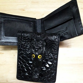 crocodile wallet/alligator wallet black กระเป๋าสตางค์หนังจระเข้แท้