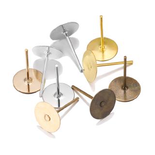 St.kunkka 100 ชิ้น 4-10 มม.ต่างหูเงินฐาน Fit Cabochon Cameo …