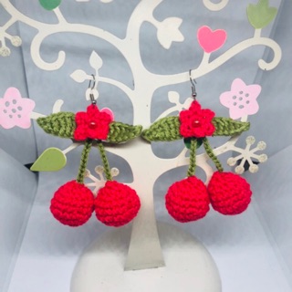 Crochet Cherry Earrings