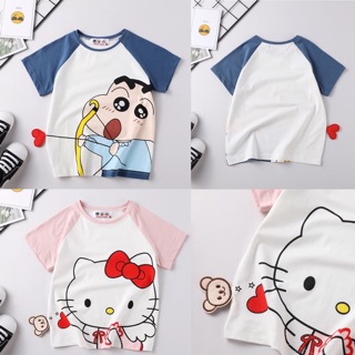 😘NEW2019:: เสื้อยืด เสื้อยืดแขนสั้นคู่แม่ลูก ลายชินจัง ลายคิตตี้ ผ้านิ่ม ยืด น่ารักมากๆคะ